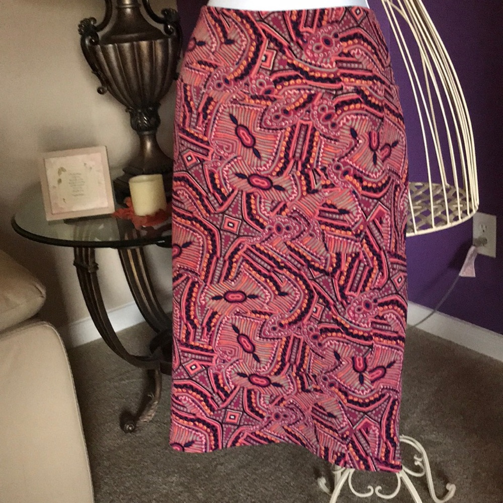 LuLaRoe Pink and Purple Patterned Skirt